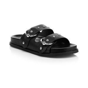 Rebecca Minkoff Vachel Metallic Buckled Slides